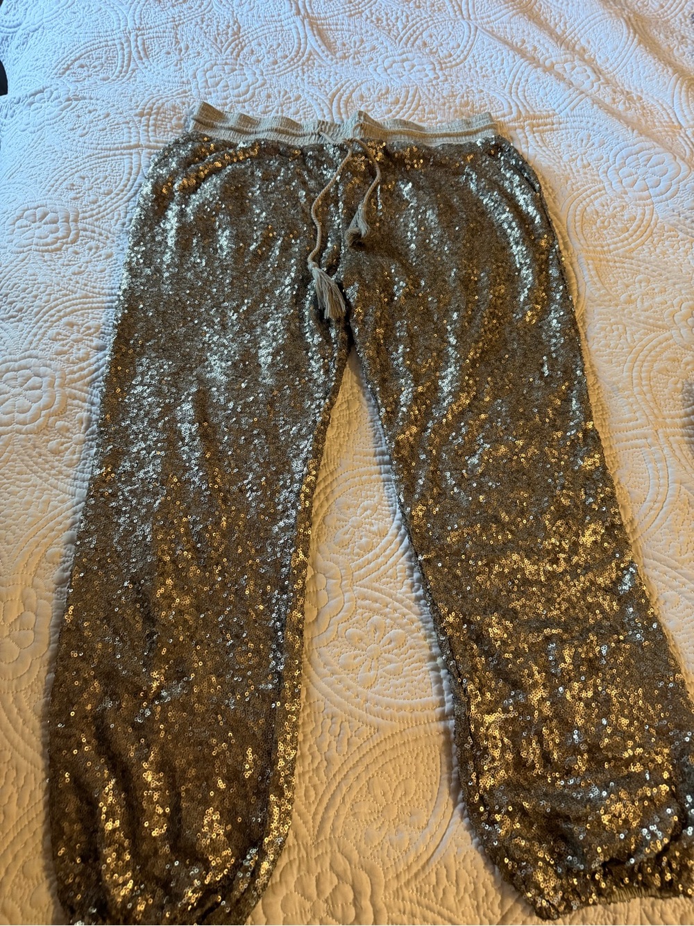 Amuse Society Gold Sequin Jogger Track Pants